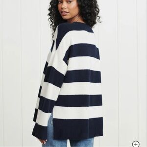 NWT *sold out* Jenni Kayne Cashmere Navy Stripe Boyfriend Sweater sz 1X